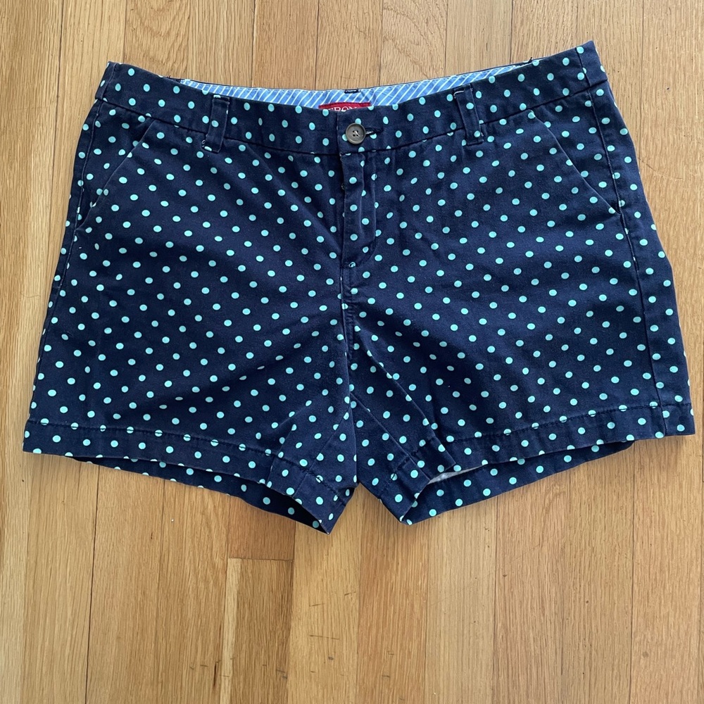 Polka dot navy & turquoise Merona chino shorts in size 12